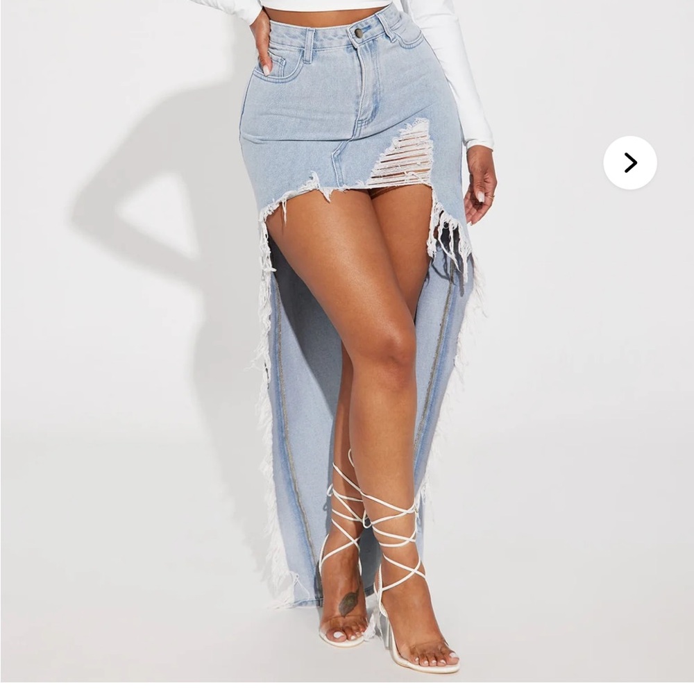 Distressed Denim Maxi Skirt